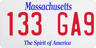 MA license plate 133GA9