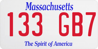 MA license plate 133GB7