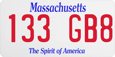 MA license plate 133GB8