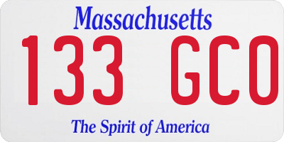MA license plate 133GC0