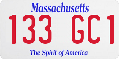MA license plate 133GC1
