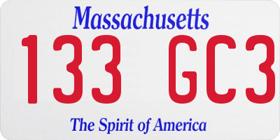 MA license plate 133GC3