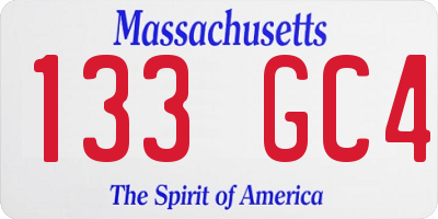 MA license plate 133GC4