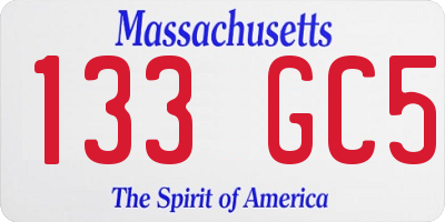 MA license plate 133GC5
