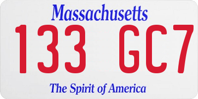 MA license plate 133GC7