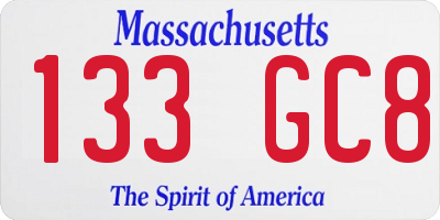 MA license plate 133GC8