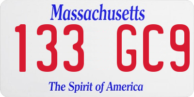 MA license plate 133GC9