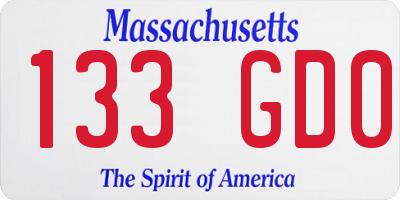 MA license plate 133GD0
