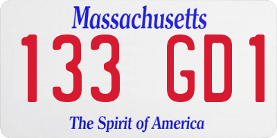 MA license plate 133GD1