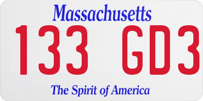 MA license plate 133GD3