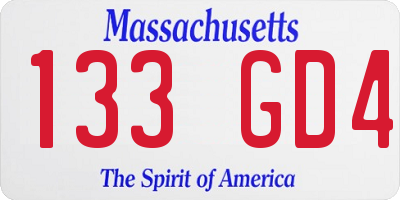 MA license plate 133GD4