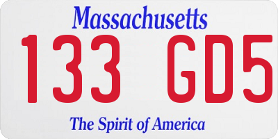 MA license plate 133GD5