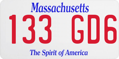 MA license plate 133GD6