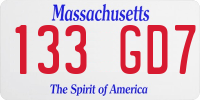 MA license plate 133GD7