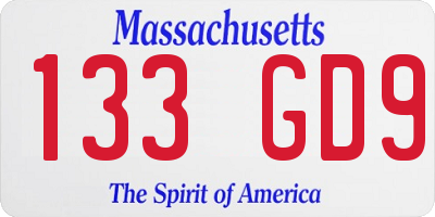 MA license plate 133GD9
