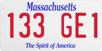 MA license plate 133GE1