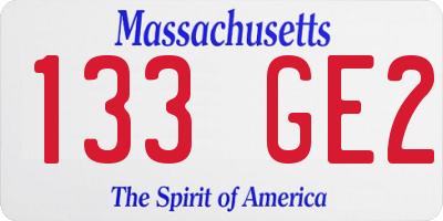 MA license plate 133GE2
