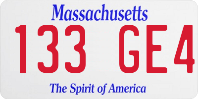 MA license plate 133GE4