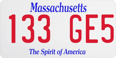 MA license plate 133GE5