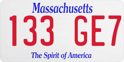 MA license plate 133GE7