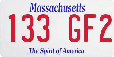 MA license plate 133GF2
