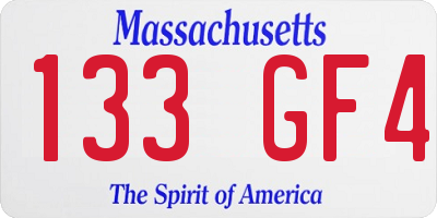 MA license plate 133GF4