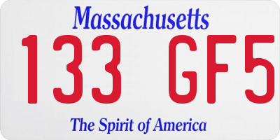 MA license plate 133GF5