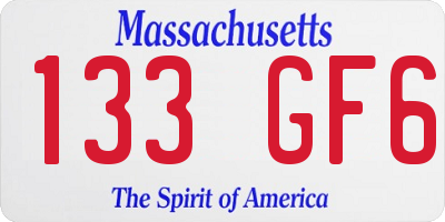 MA license plate 133GF6