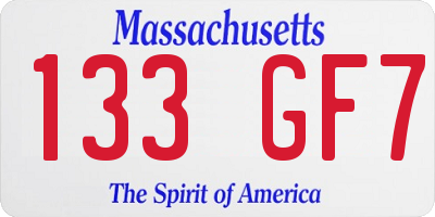 MA license plate 133GF7