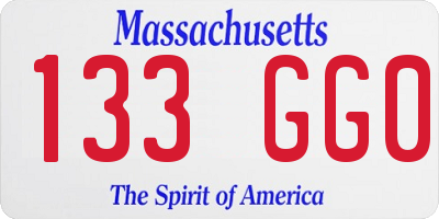 MA license plate 133GG0
