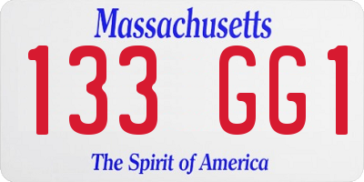 MA license plate 133GG1