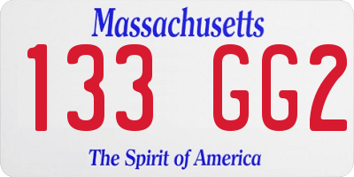MA license plate 133GG2
