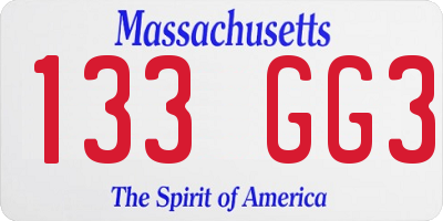 MA license plate 133GG3