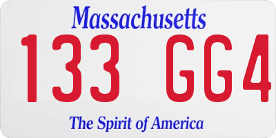 MA license plate 133GG4