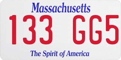 MA license plate 133GG5