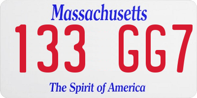 MA license plate 133GG7