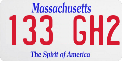 MA license plate 133GH2