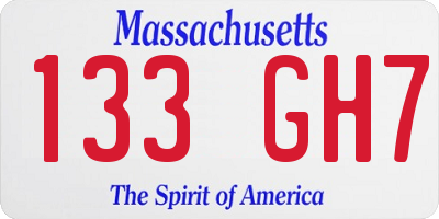 MA license plate 133GH7