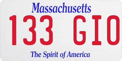 MA license plate 133GI0