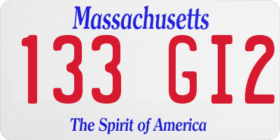 MA license plate 133GI2