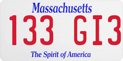 MA license plate 133GI3