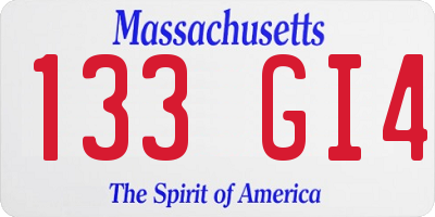 MA license plate 133GI4