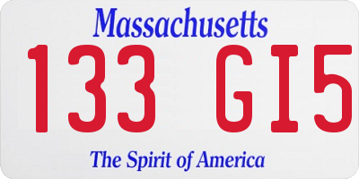 MA license plate 133GI5