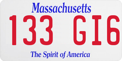 MA license plate 133GI6