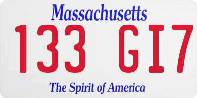 MA license plate 133GI7