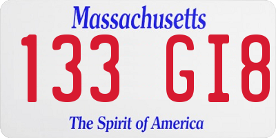 MA license plate 133GI8