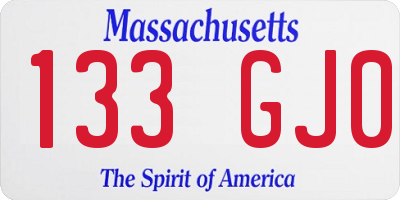 MA license plate 133GJ0