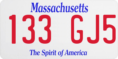 MA license plate 133GJ5