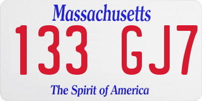 MA license plate 133GJ7