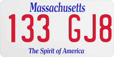 MA license plate 133GJ8